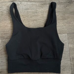 Aerie Offline Black Ribber Long Line Sports Bra sz XS